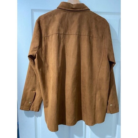 Defense D'Afficher Brown Button Down Top Blouse Shirt Suede France Size 5 - Picture 3 of 11